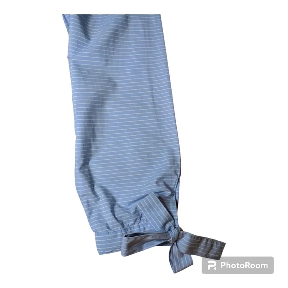 Madewell Blue/White Striped Popover Blouse Tie Sleeve Women's S EXCELLENT COND! - Picture 5 of 9